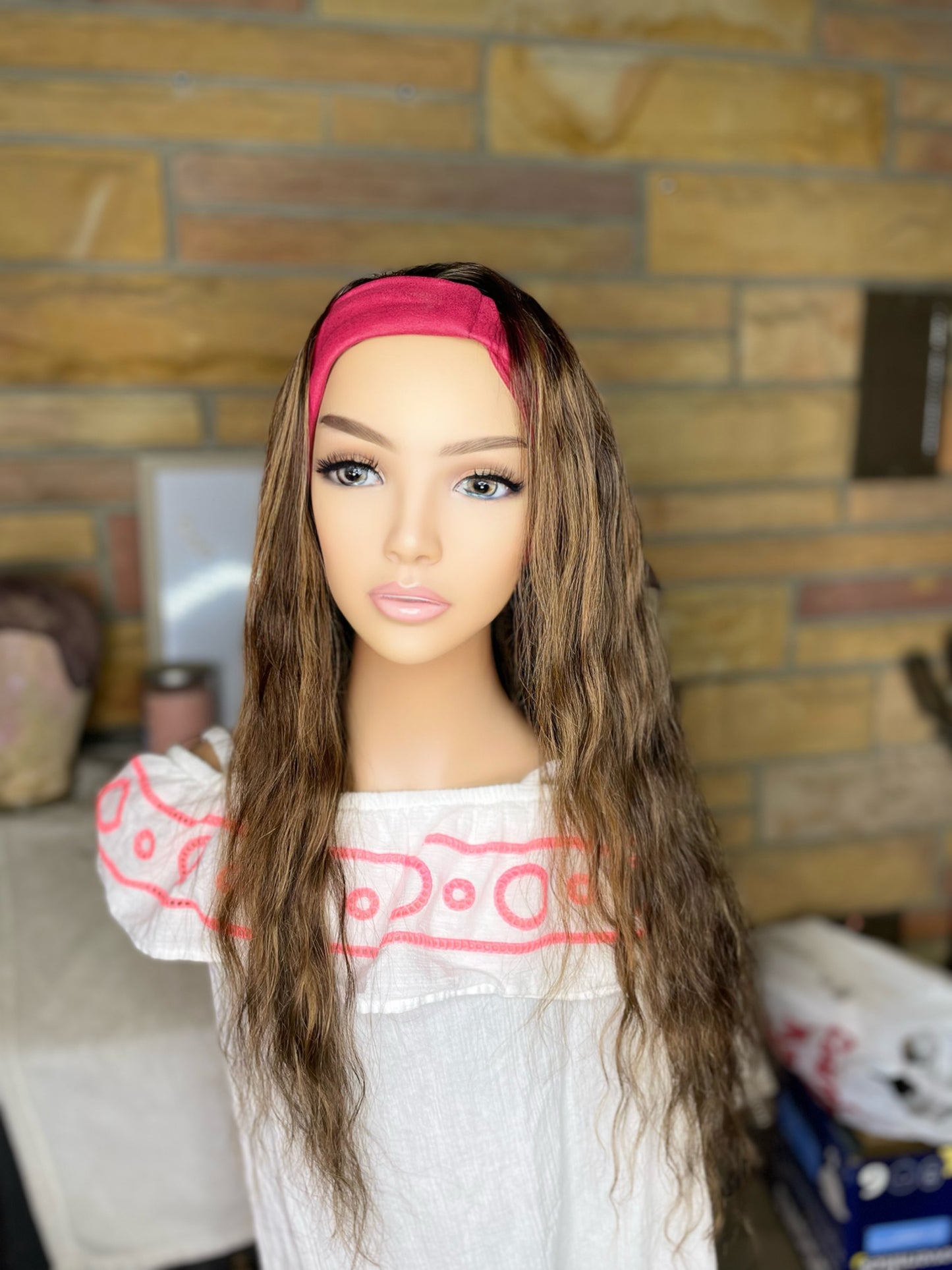 "Reese"-Brunette Headband Wig