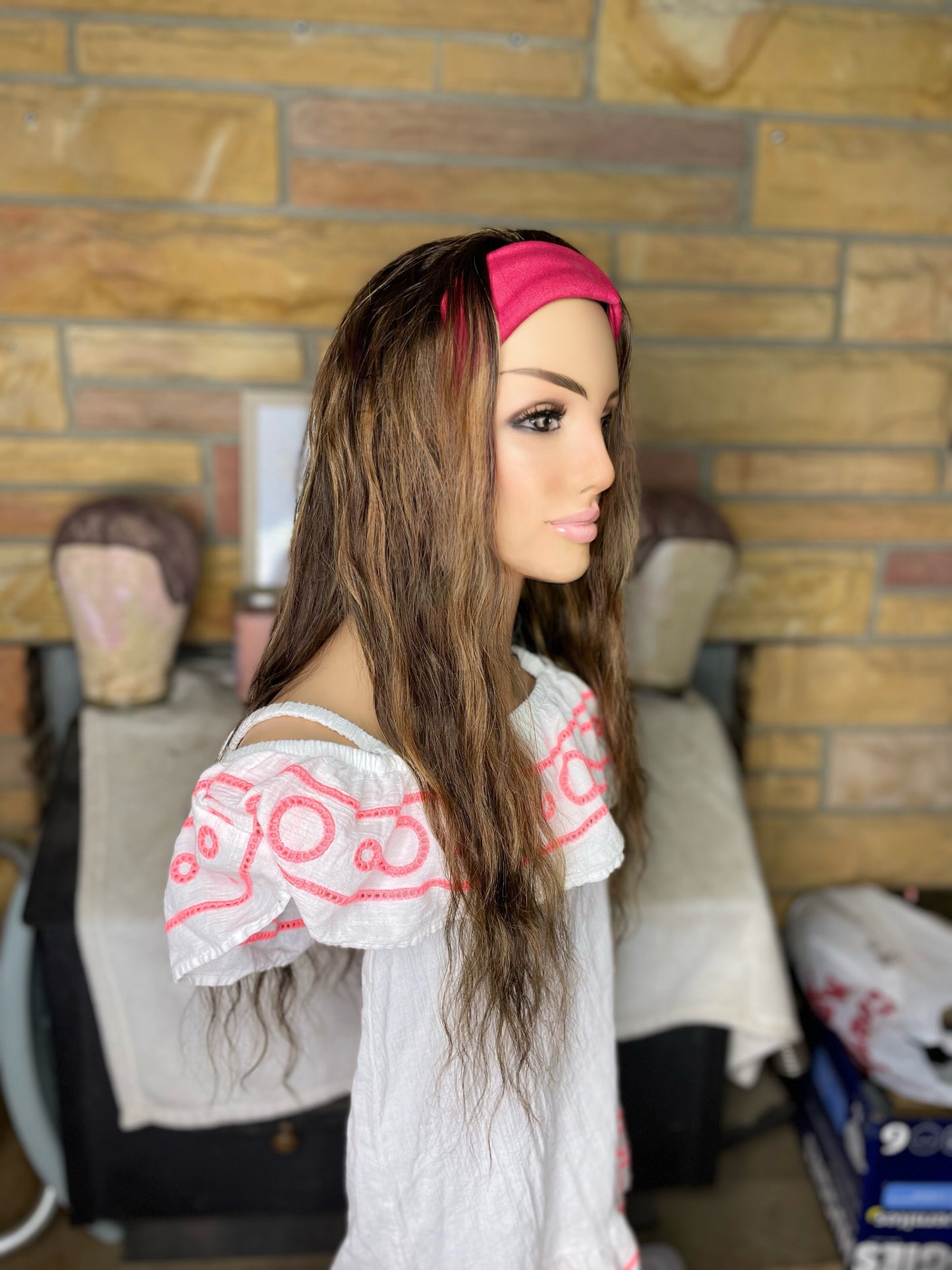 "Reese"-Brunette Headband Wig