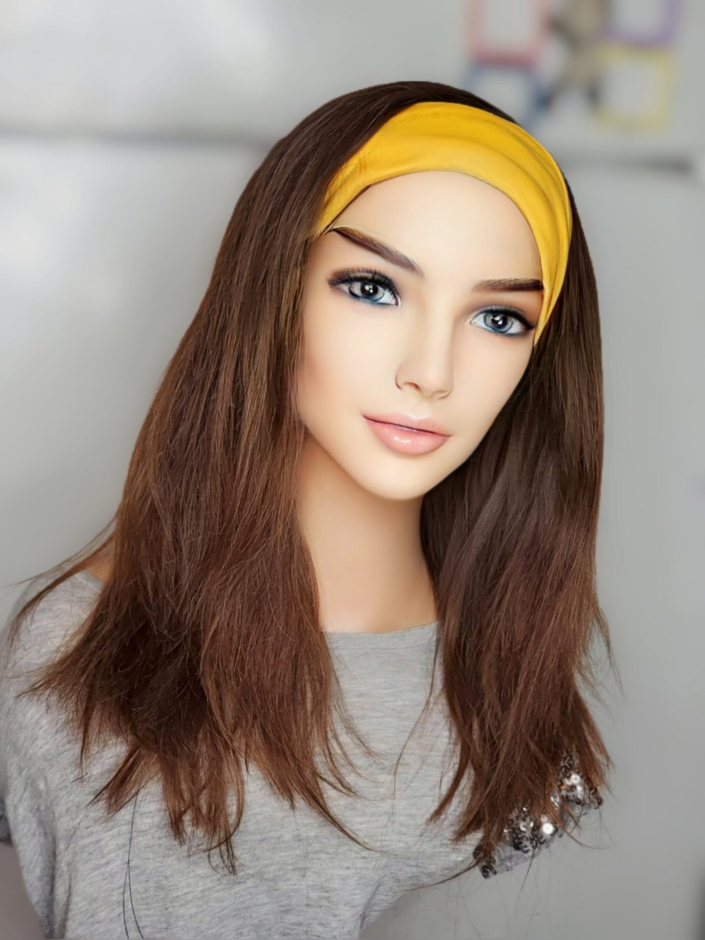 "Jewel"- Brunette Headband Wig